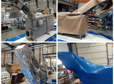 Überseeverpackung einer Maschine mit VCI-Schutz, Aluminiumfolie und Schrumpffolie - maximaler Schutzstandard